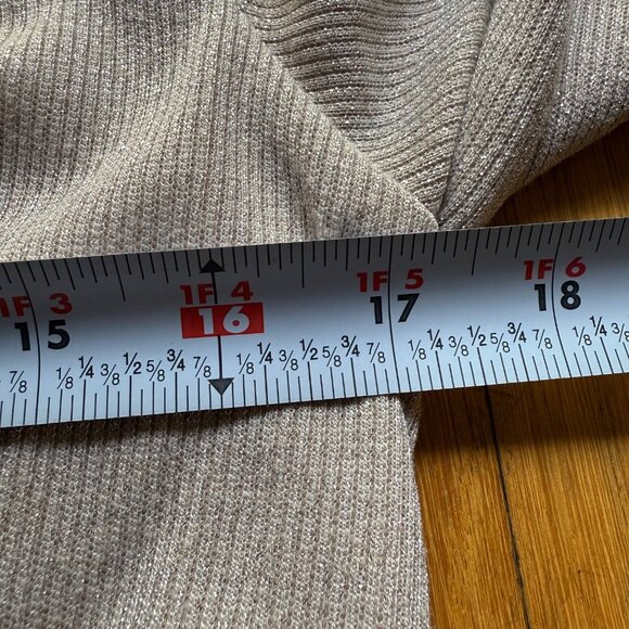 Lovers + Friends Size S Nude Beige Cedar Metallic Long Sleeve Wrap Tie Bodysuit - Picture 15 of 16